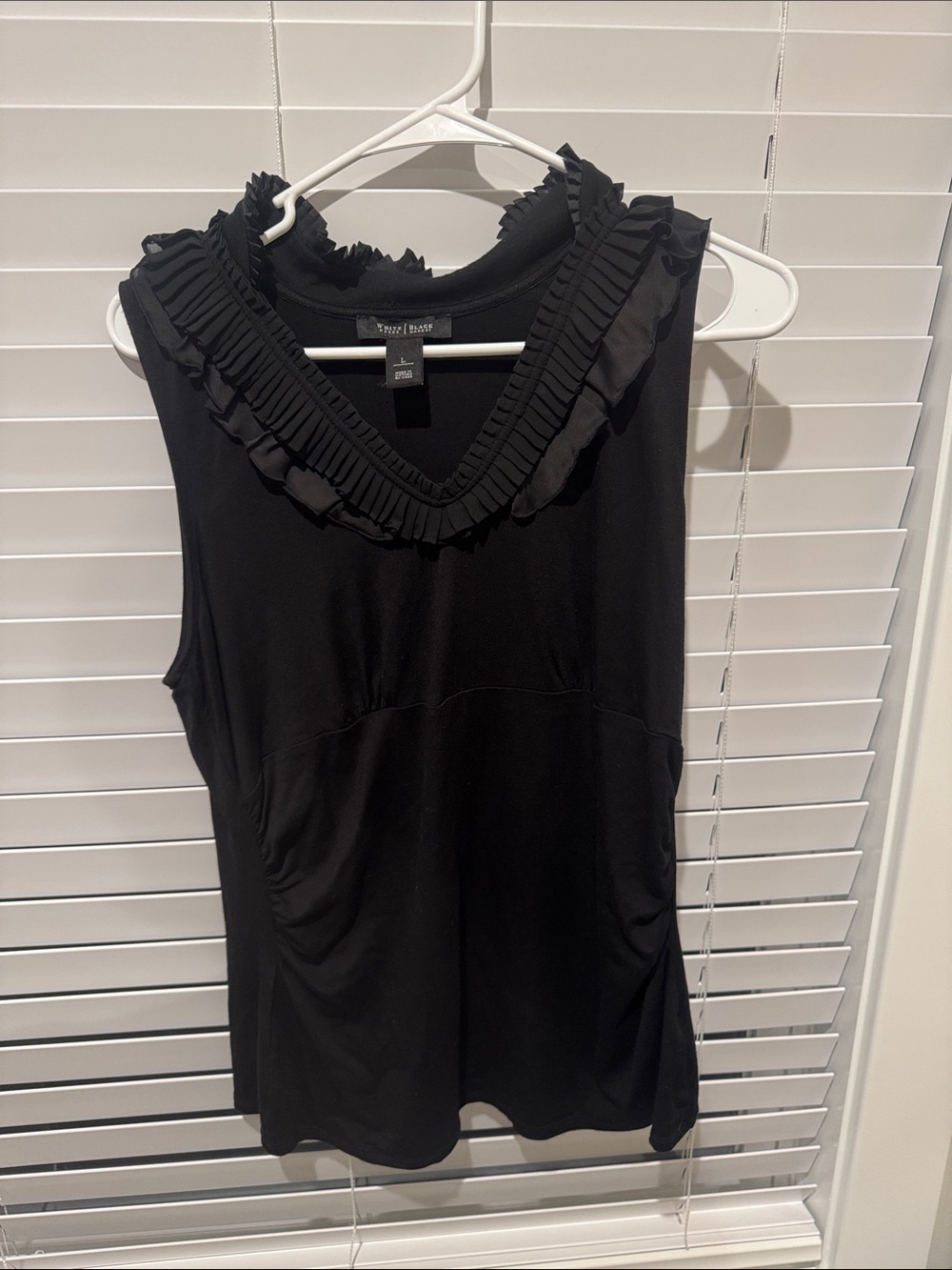Anne Klein Black Sleeveless Ruffle V-Neck Tank